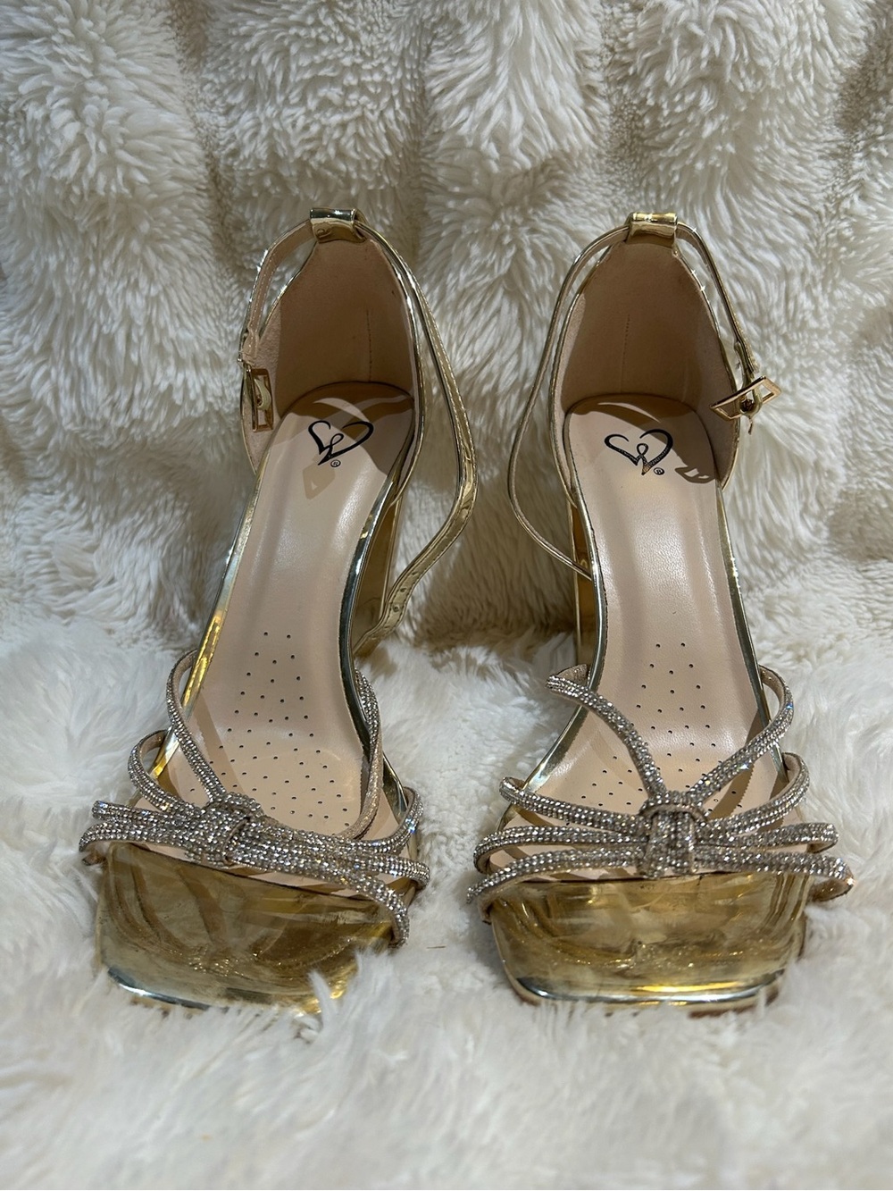 Windsor Gold Rhinestone Strappy High Heels
